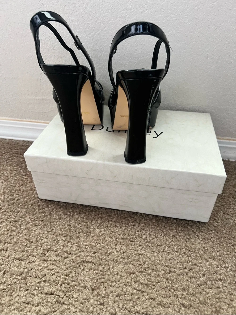 Black Platform Ankle-Strap Block Heel Sandals